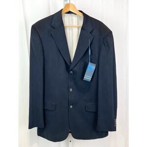 NWT IBIZA Size 40R San Miguel Silk Suit Jacket Sport Coat Two Button Navy Blue